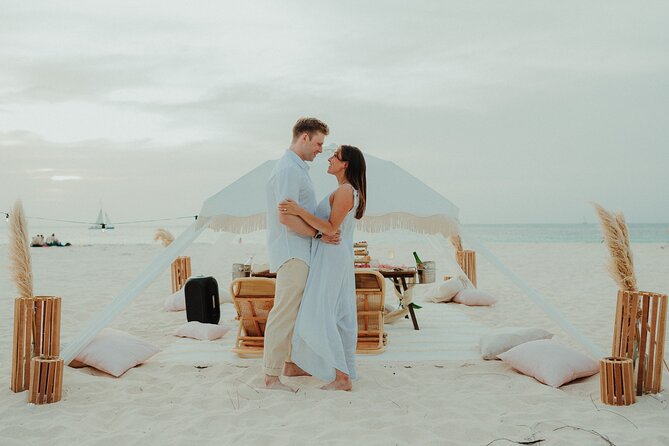 Aruba Romantic Sunset Photoshoot & Beach Picnic in Luxury Cabana - Charcuterie, Water, and Sparkling Wine