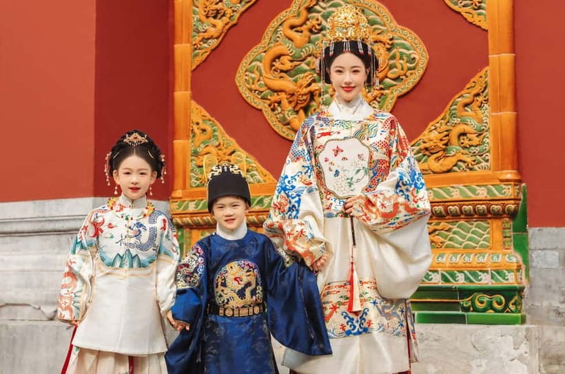 Beijing Traditional Hanfu Experience & Photoshoot for Groups - The outdoor session near the Forbidden City moat