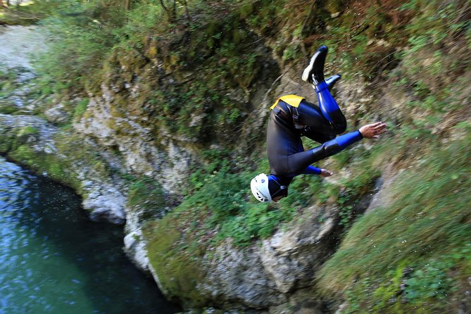 Bled and Bohinj Valley Canyoning with Hotel Pickup & Free Photos - Choosing between a bold jump and the easier option