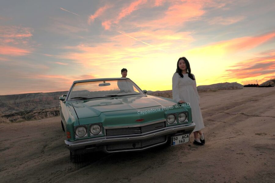 Cappadocia Photo Shoot with Classic Car and Flying Dress - The photographer and posing support