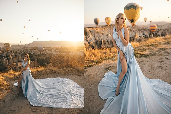 Cappadocia Photoshooting with Flying Dress - A natural cave for the final set