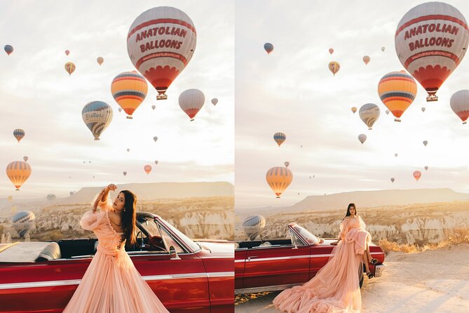 Cappadocia Private Photoshoot with Flying Dress & Classic Car - Sunrise in Goreme gives the photos their magic