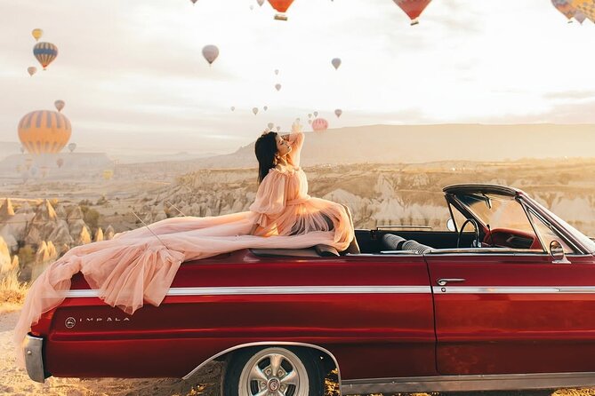 Cappadocia Private Photoshoot with Flying Dress & Classic Car - The $375.05 group price makes more sense for two or three people