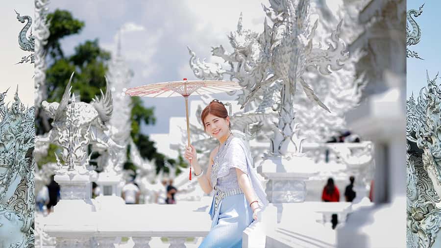Chiang Rai:Photos of traditional Thai costumes,White Temple - A photographer who helps you look natural