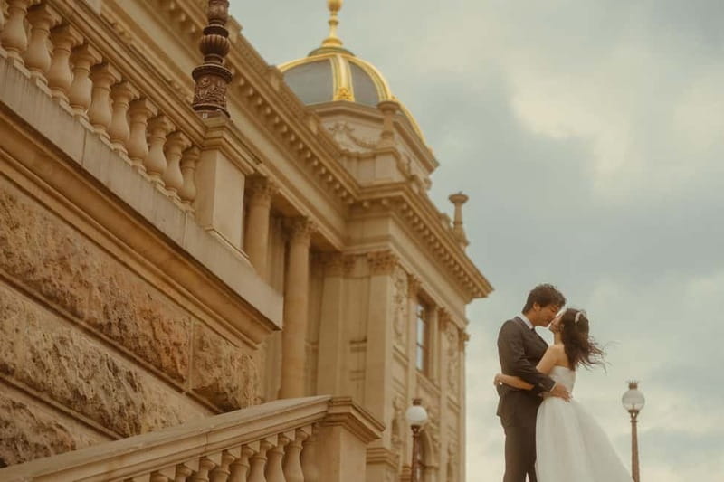 Cinematic Photoshoot Experience in Prague - Clothing That Works Against Prague’s Architecture