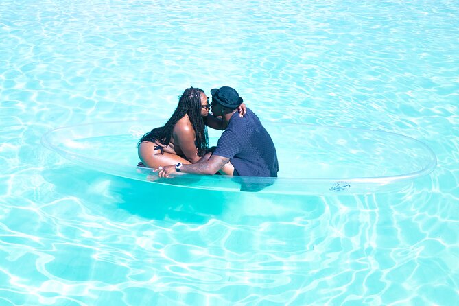 Couples Clear Kayak PhotoShoot Grand Turk Island - Getting into the clear kayak