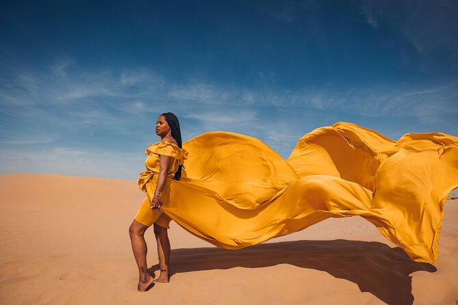Dubai Desert Flying Dress Photoshoot - The appeal of a flying dress in the Dubai desert