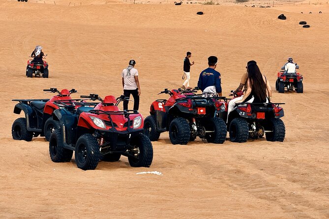 Dubai Desert Safari Camel Ride Sunset Photography and BBQ Dinner - Choose your quad-bike time carefully