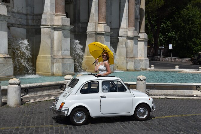 Fiat 500 Private Photoshoot with a Roman, pickup included - The Piramide Cestia surprise