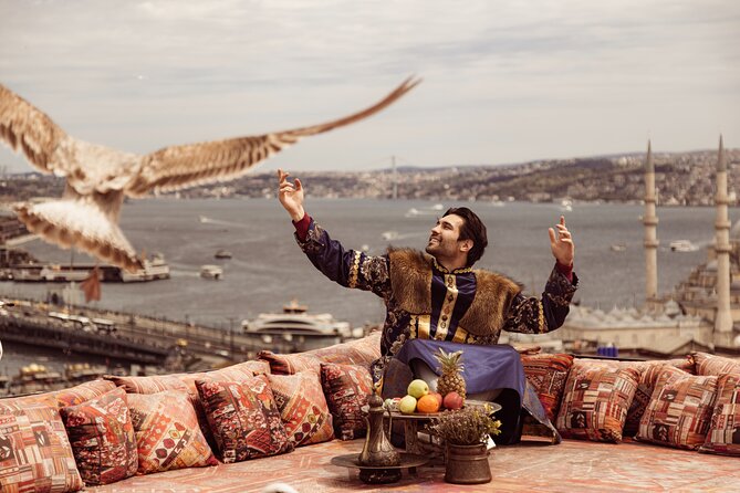 Flying Dress Photography on an Iconic Rooftop in Istanbul - First View: The Bosphorus Bridge and Seagulls
