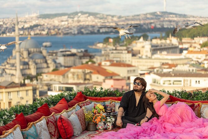 Flying Dress Photography on an Iconic Rooftop in Istanbul - Tea, Coffee, and the Final Conversation