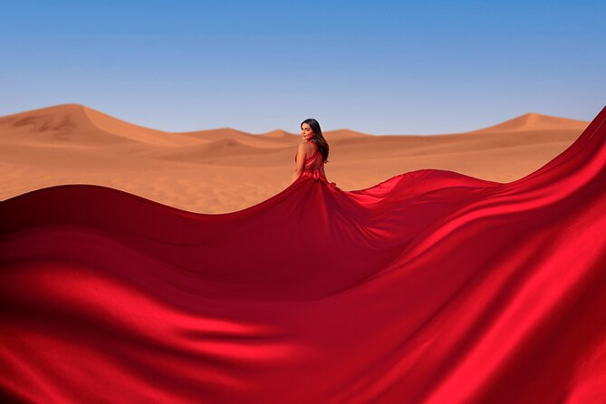 Flying dress photoshoot activity in Dubai - A flying dress made for Dubai’s red desert
