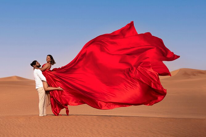 Flying dress photoshoot activity in Dubai - What happens at the Red Sand Desert