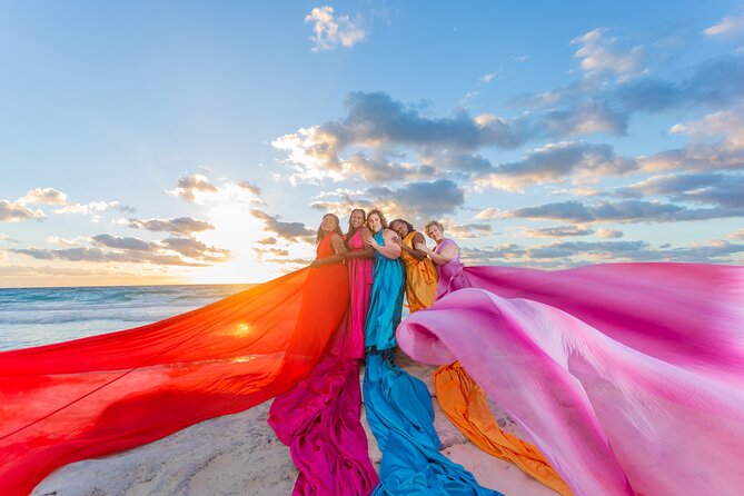 Flying dress photoshoot cancun - Timing your beach portraits