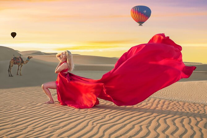 Flying Dress Photoshoot Dubai Solo, Couple and Group 3Hours - Choosing between the desert and Palm Jumeirah