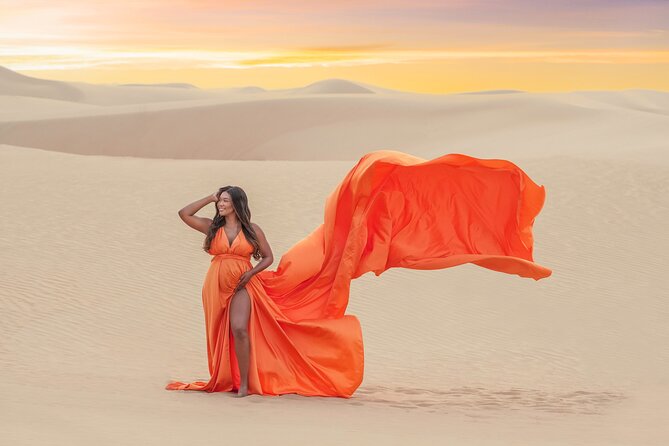 Flying dress photoshoot Dubai Solo, Couple and Group Session - The desert setting gives the photos their drama
