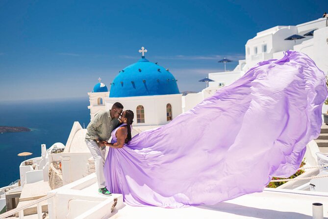 Flying Dress Photoshoot in Santorini - Timing, weather, and the best way to protect your day