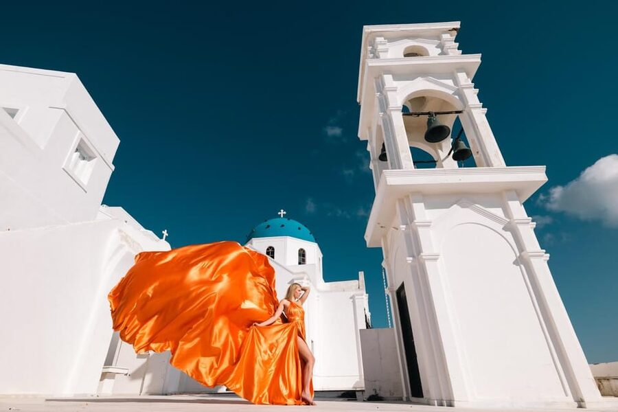 Flying dress Photoshoot in Santorini with Hotel Pickup - What You Receive After the Shoot