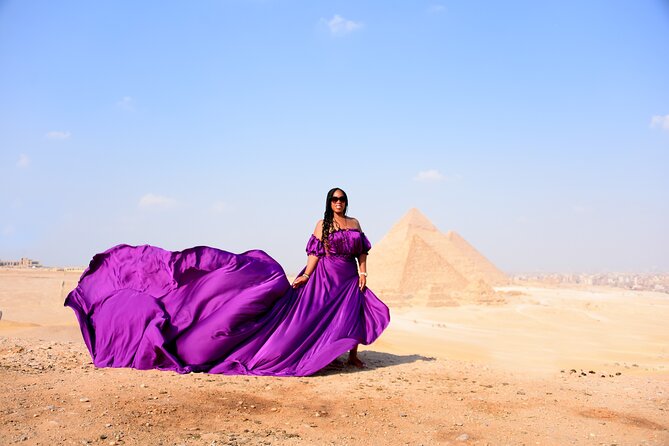 Flying Dress Photoshoot with Camel and Horse Riding in Giza - The flying dress is the real star