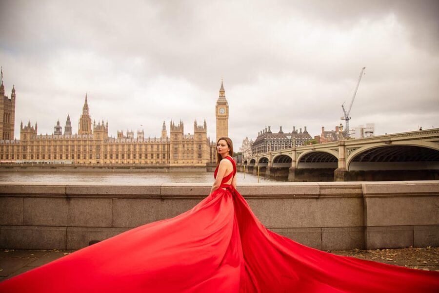 Flying dress professional photoshoot with pro photographer - What the Red Dress Adds to the Pictures