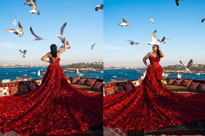 Flying Dress Rooftop Photoshoot in Istanbul (2Concepts, 1dress) - The flying dress, accessories, and posing