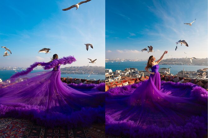Flying Dress Rooftop Photoshoot in Istanbul (2Concepts, 1dress) - Getting photos, reels, and the original files
