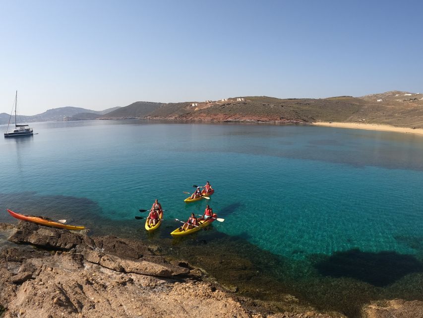 Mykonos: Secluded Bays Sea Kayaking Tour with GoPro Photos - Wild herbs, Greek snacks, and a short shore break