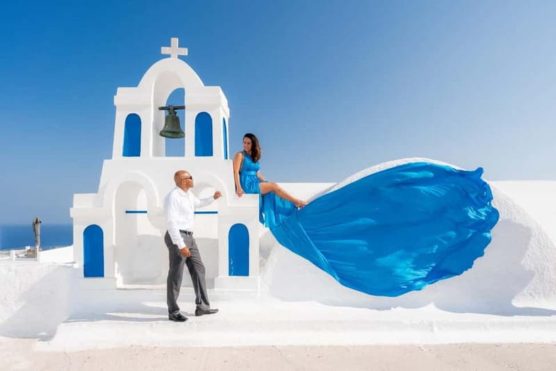 Oia: Santorini Photoshoot with Flying Dress Rental Option - Starting Along Oia’s Marble Streets