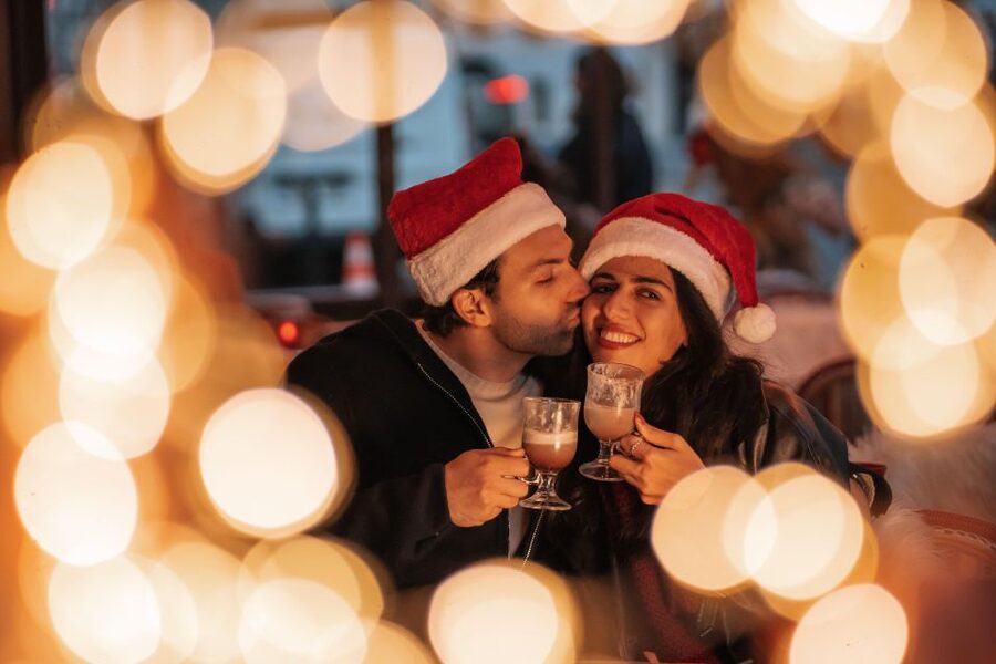 Paris: Private Christmas Photoshoot with Props - The Santa package adds a Paris café moment