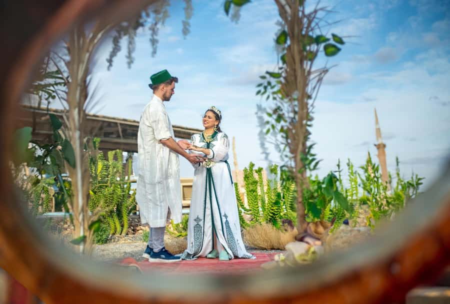 Photoshoot with Moroccan Traditional outfit in Agafay Desert - Tea, water, and optional camel or henna add-ons
