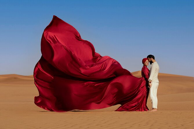Private Flying Dress Photography in Dubai with Private Transfers - The flying dress and the support staff
