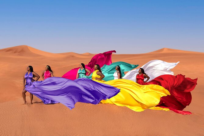 Private Flying Dress Photography in Dubai with Private Transfers - Choosing between desert, Palm Jumeirah, and Secret Beach