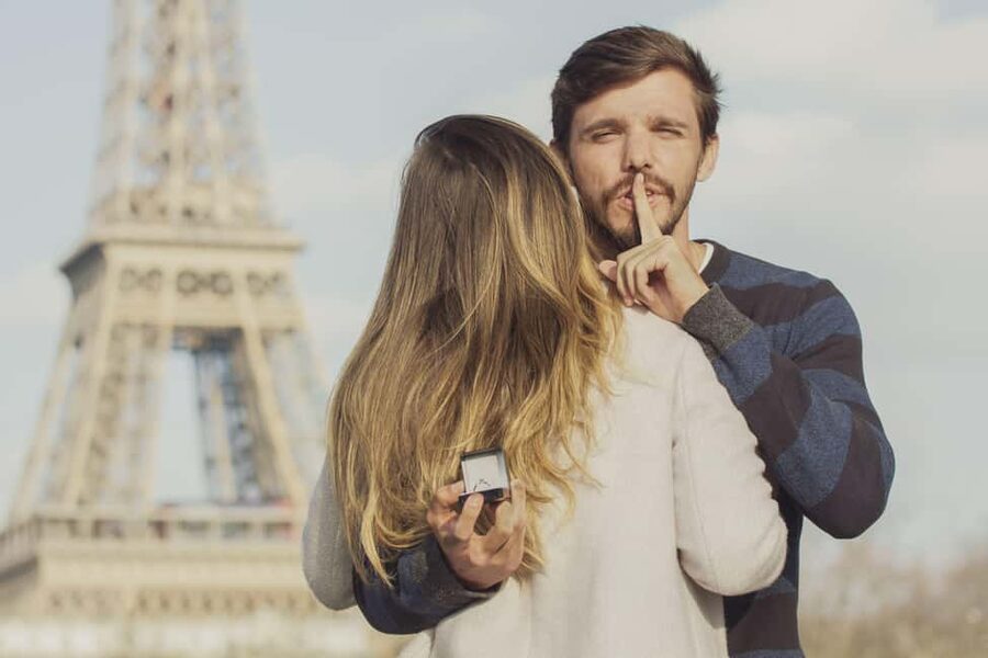 Proposal Photoshoot - Choosing between the Eiffel Tower, Louvre, and Seine