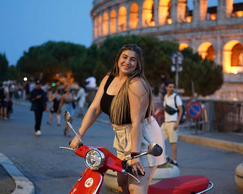 Rome: City Highlights Nighttime Vespa Photoshoot Jouney - The Colosseum sets the tone