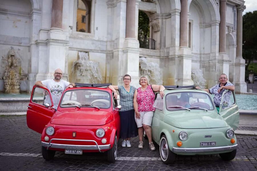 Rome: Photoshoot Service with Vintage Fiat 500 - Orange Garden for a calmer city view