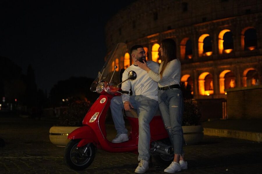 Rome: Vespa Scooter Night Tour with Pro Photographer service - The Colosseum under the lights