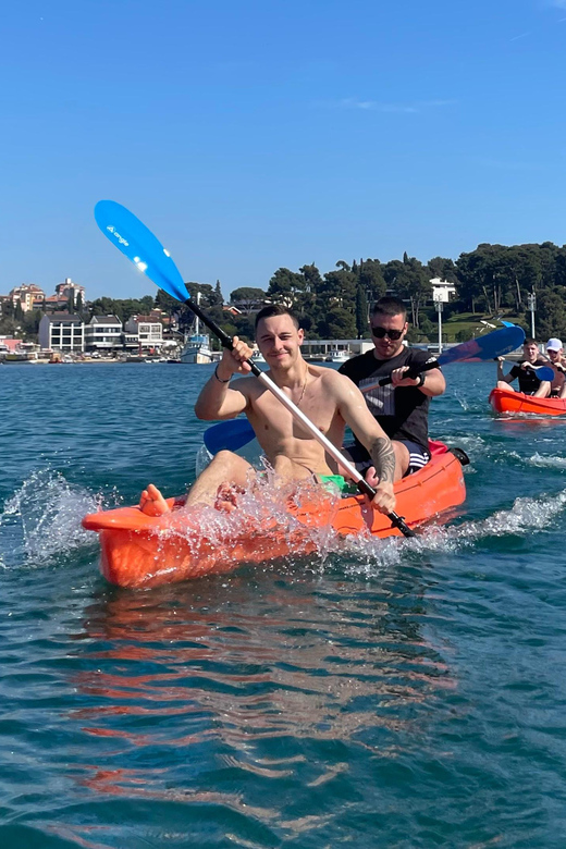Rovinj:BUBA KAYAK TOURS:snorkeling,jumping,FREEdrinks&photos - Paddling toward Rovinj Old Town