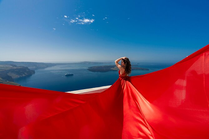 Santorini: Flying Dress Photoshoot - Meeting at the Pharmacy in Imerovigli