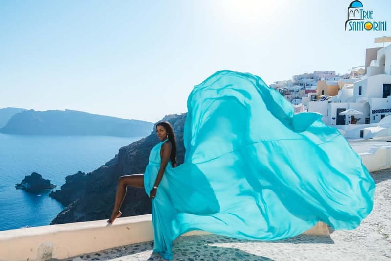 Santorini:FlyingDress Photoshoot with edited pics and pickup - Posing help for people who are not models