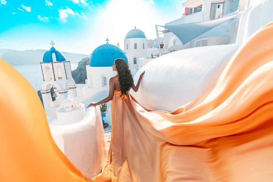 Santorini: Oia Flying Dress Photoshoot by SokoLOVE - Choosing Your Santorini Flying Dress