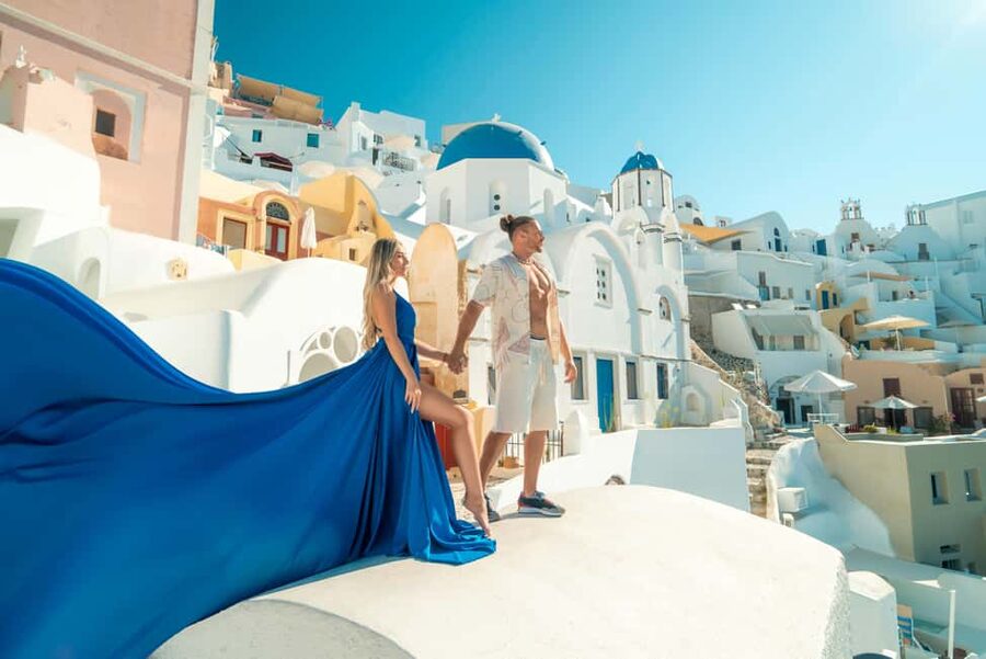 Santorini: Oia Flying Dress Photoshoot by SokoLOVE - Thirty Minutes or Sixty Minutes?