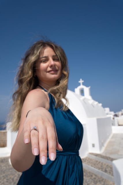 Santorini: Proposal Photoshoot l Private Entry to blue Dome - What is included, and what you need to arrange