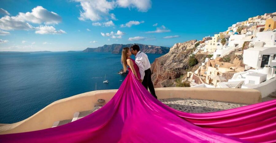 Santorini: Unique Flying Dress Photoshoot Experience - Starting near Fira, finishing among Oia’s domes
