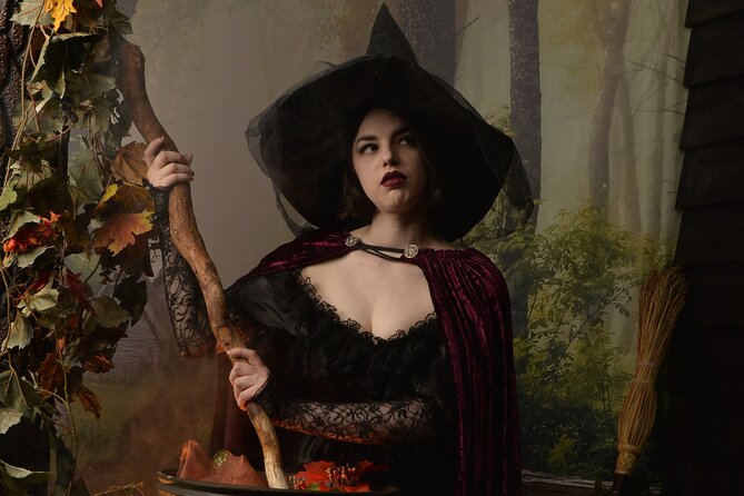 Witch Costume Photo Shoot - Olde Salem Village theatrical set - Arriving at 172 Essex Street