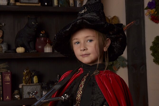 Witch Costume Photo Shoot - Witch Cottage theatrical set - Who will enjoy this Salem activity most